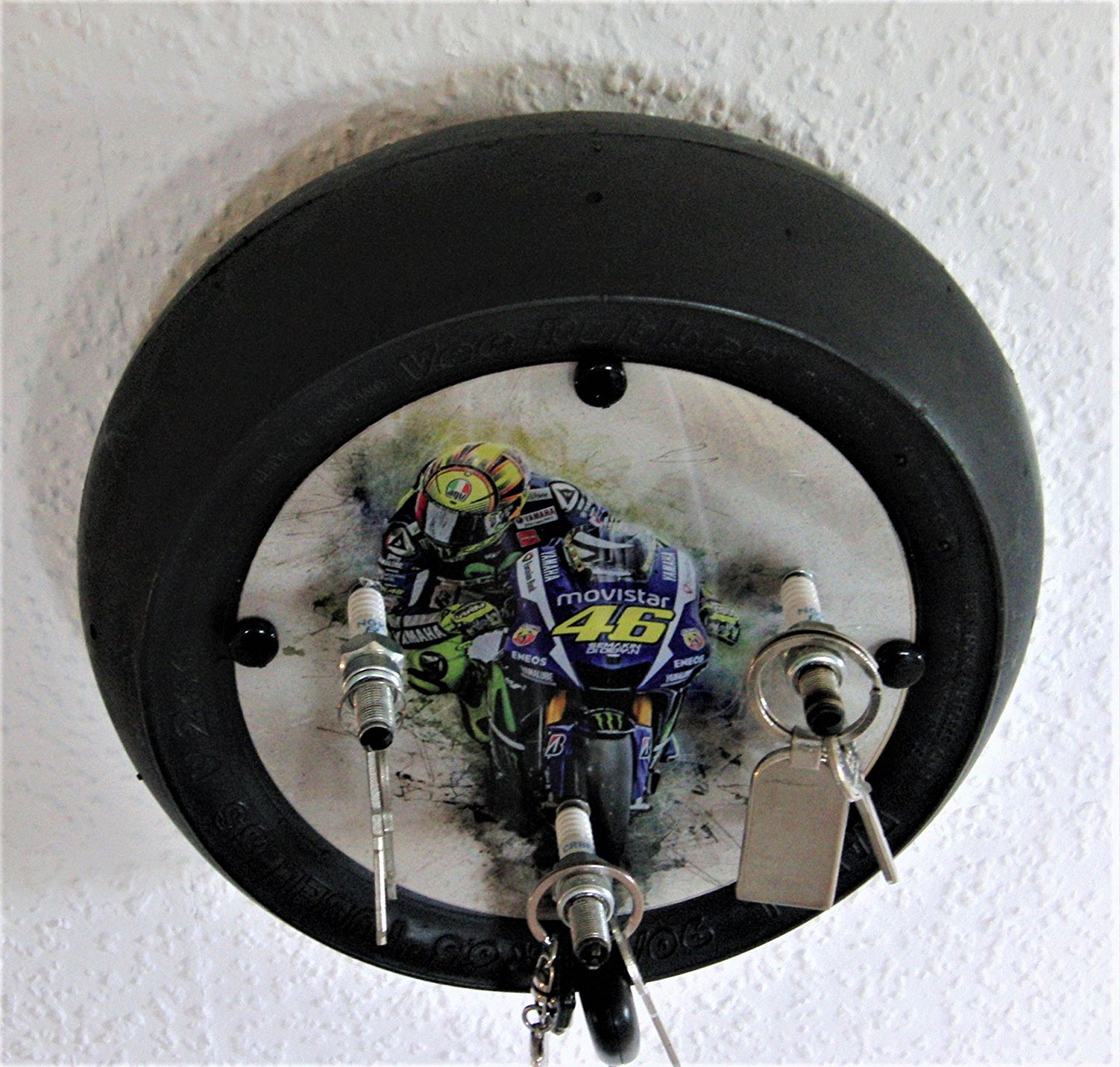 Valentino Rossi, "Art" Moto GP Schlüßel Board, Brett, Anhänger, Keyholder,